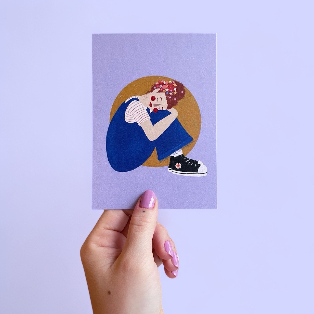 ARION ILLUSTRIERT - GRUSSKARTE BLUMEN IM HAAR