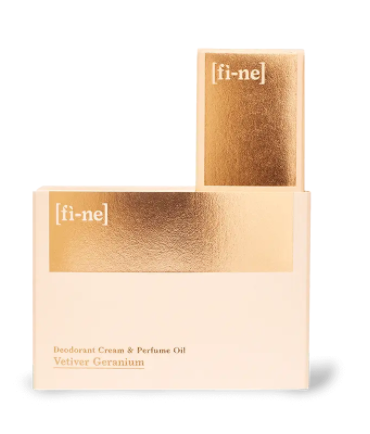 FINE VETIVER GERANIUM SET - DEODORANT CREAM AND PERFUME OIL